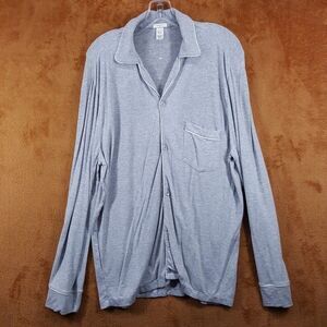 EBERJEY Sleepwear Mens Small Gray Button Up Collared Sleep Shirt PJs William